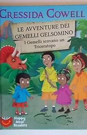 Book cover for "The Twins Track Down a Triceratops" by Cressida Cowell