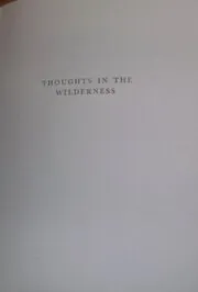 Thoughts in the Wilderness